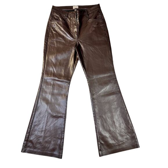 Wilfred Pants - Wilfred Aritzia Brown Faux Leather Flare Pants Women's 8 Y2K 90s Bootcut Concert